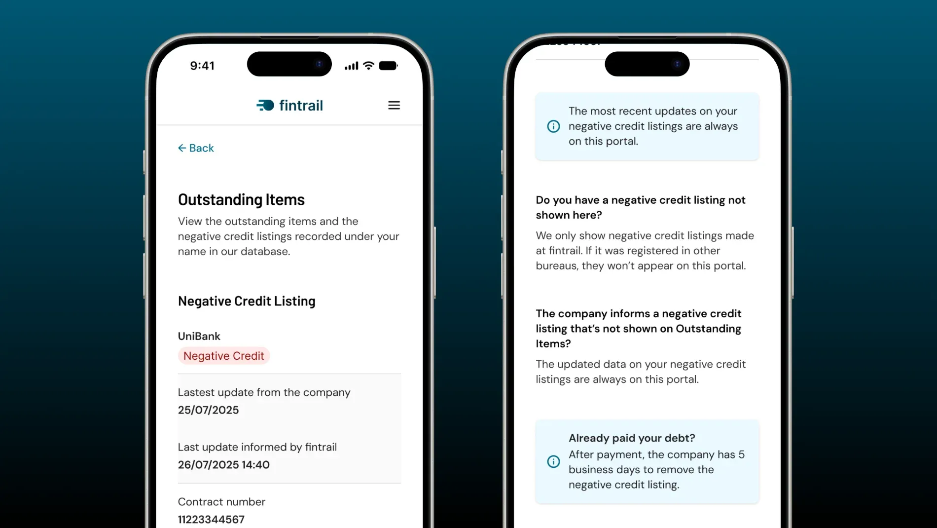 Fintrail / debt detail, with progressive disclosure