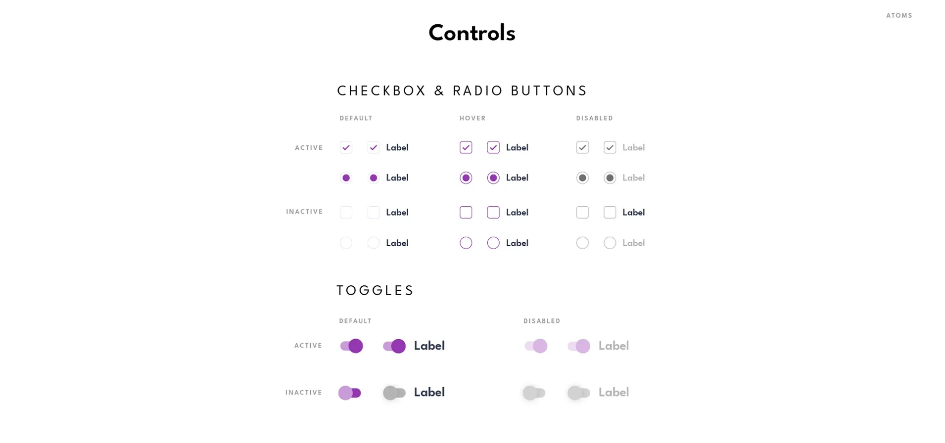 Atoms — Controls