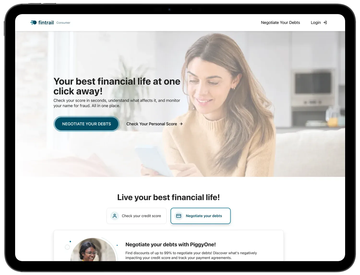 Fintrail landing page on desktop