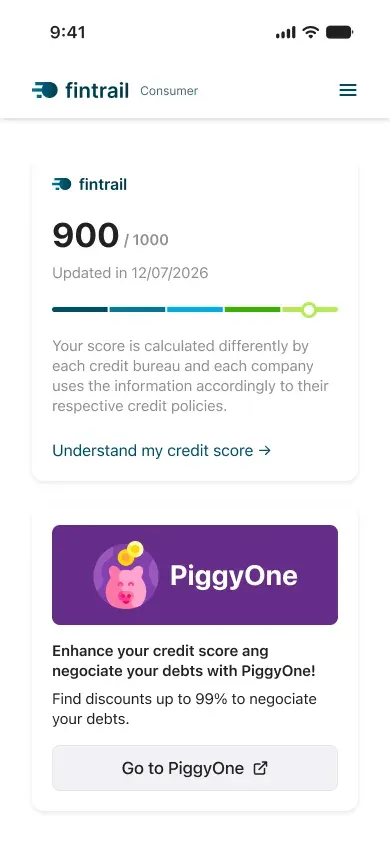 Fintrail mobile UI: home