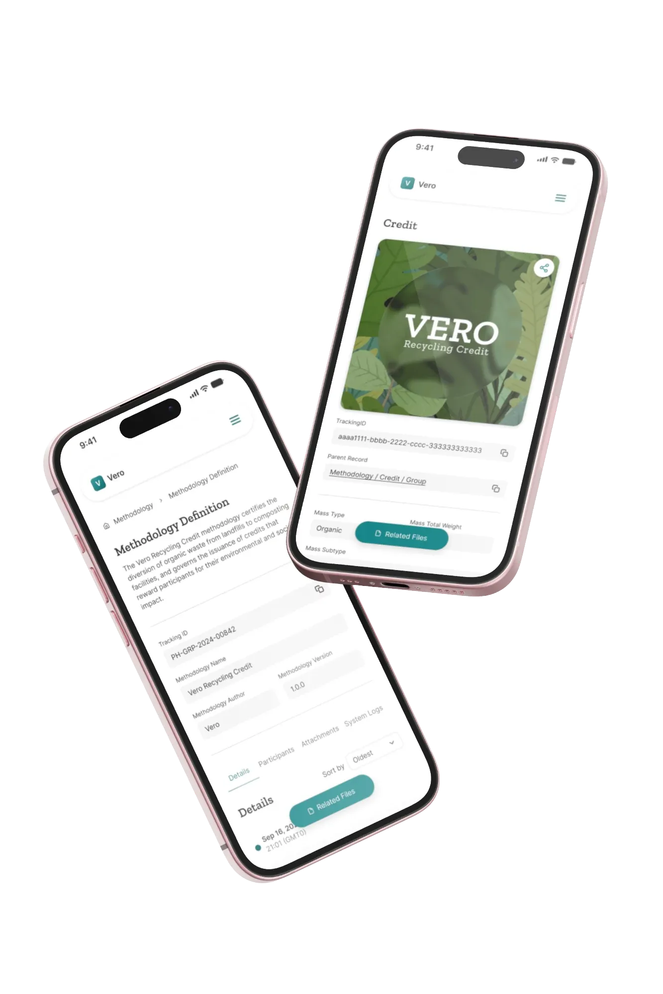 Two Vero portal screens shown side by side
