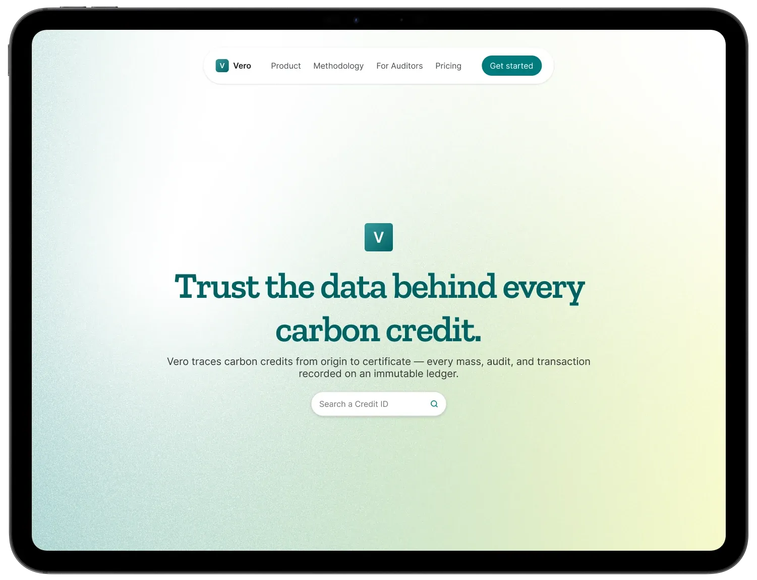 The redesigned Vero landing page on a desktop screen