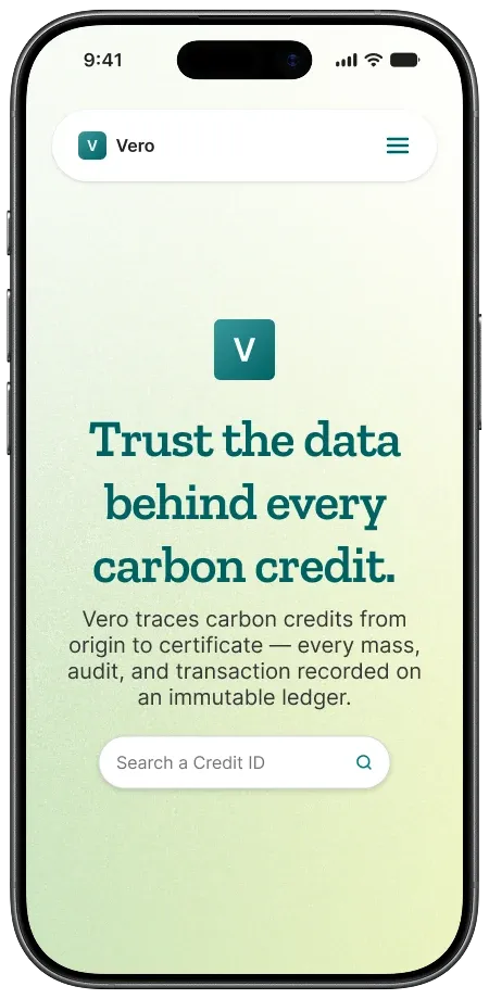 The redesigned Vero landing page on a phone