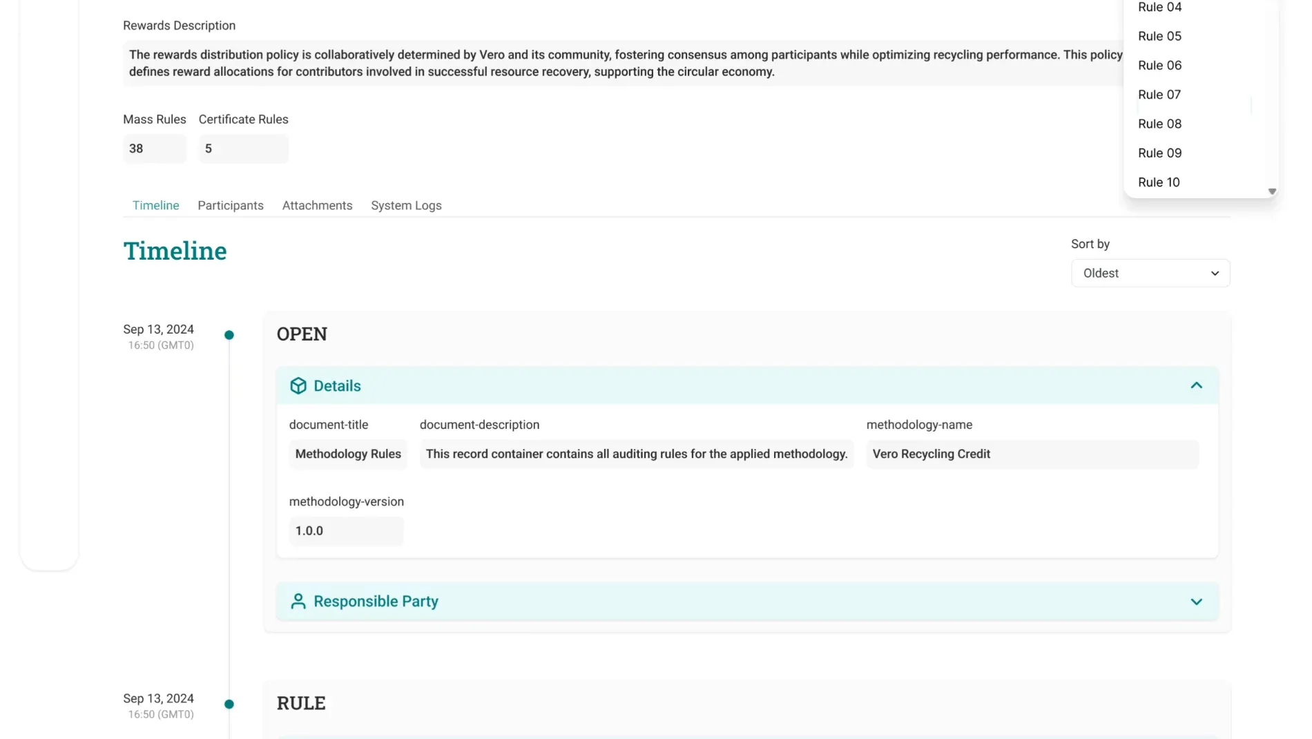 illustrative / timeline with nested events and tabs